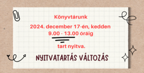 Nyitvatarts vltozs (2024. 12. 17.)
